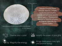 Amazing Gemstone Selenite Palm Stone - Flower of Life Engraved Hot Massage Worry Stone for Natural Body Chakra Balancing, Reiki Healing and Crystal Grid Selenite (Flower of Life Engraved)