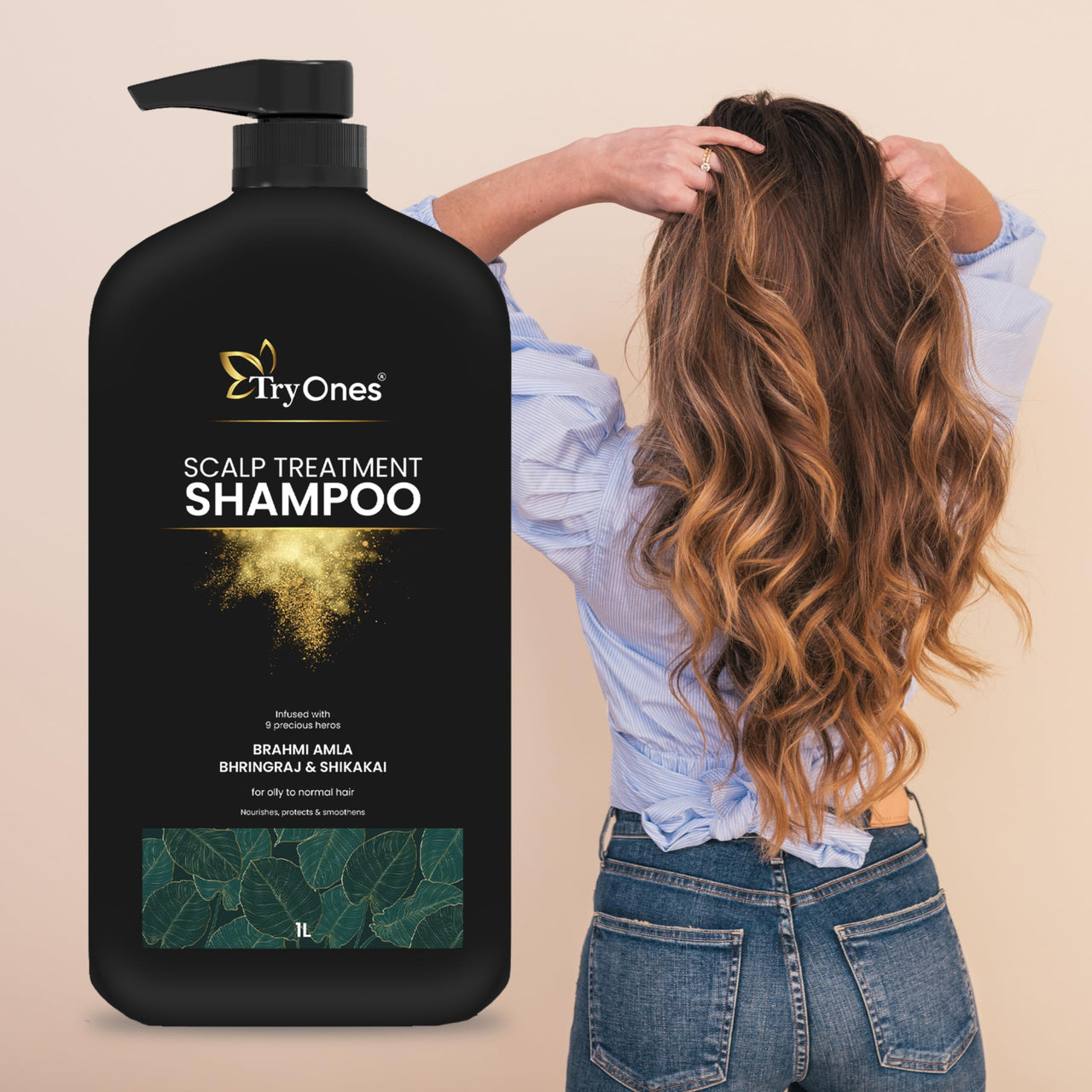 TryOnes Scalp Treatment Targets Dandruff & Controls Flakes | For Men & Women Hairfall Control Natural Shampoo|No Sulfates,No Paraben 1000 ml