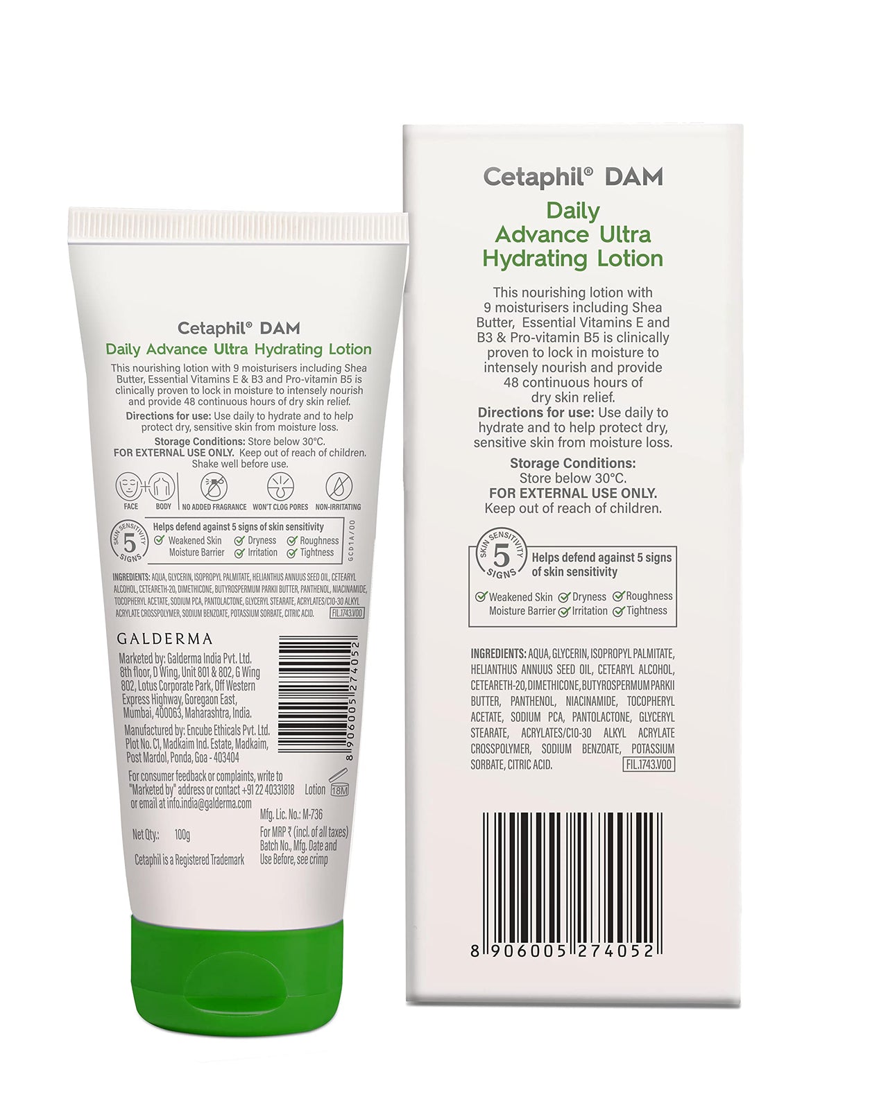 Cetaphil Gentle Skin Cleanser 125 ml and DAM 100g Combo