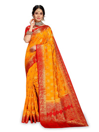 C J Enterprise Women's  Pure Kanchipuram Silk Sarees For Wedding With Un-Stitched Blouse Piece (D11 paithani)
