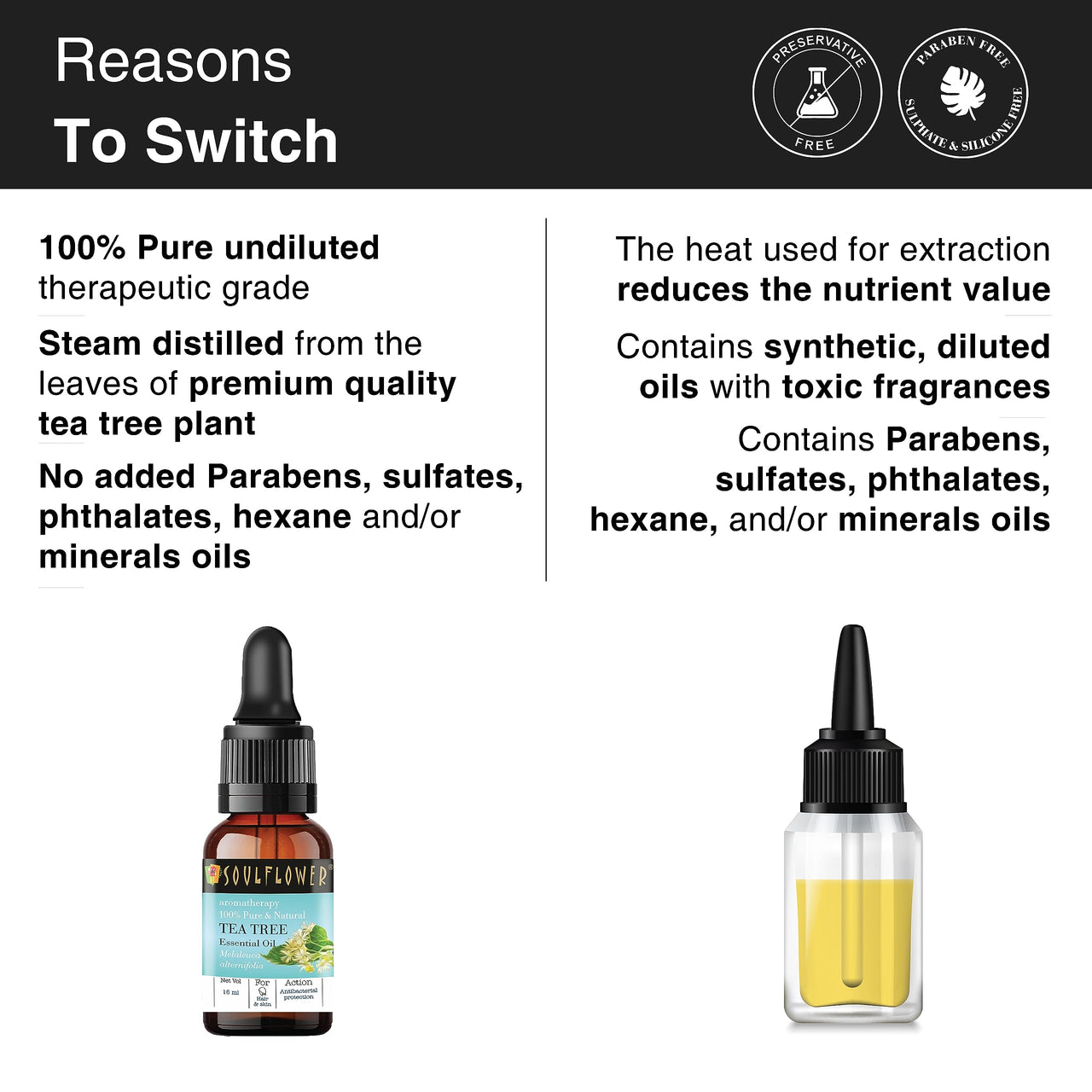 Soulflower Tea Tree Essential Oil for Skin, Hair, Face, Acne Care, Dandruff | Ecocert Certified Organic 100% Pure, Natural, Undiluted Therapeutic Grade | 15ml -