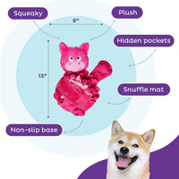 Outward Hound Nina Ottosson Snuffle Palz Interactive Plush Dog Puzzle and Snuffle Mat for Dogs, Non-Slip Snuffle Mat, Dog Enrichment Toys, Plush, Pig, Pink, Large
