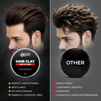 Beardo Hair Clay Wax for Men, 100 gm | Hair Clay for men | Styling Wax | Volumizing | Strong Hold | Restylable |Matte Finish | Easy to Wash Off | Texture Clay for Men