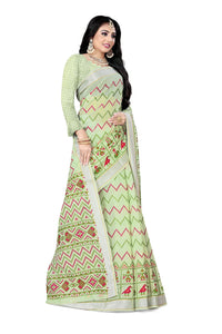 DHRUVI TRENDZ Women's  Cotton Silk Printed Banarasi Patola Silk Blend saree women with Blouse Piece (Orange)