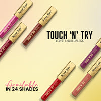 Seven Seas Touch N Try Velvet Liquid Lipstick | Matte Finish | One Swipe Application | Non Transfer | Water Proof | Liquid Lipstick for Women | Long Lasting Stay Up to 8 Hours (21, 4ML)