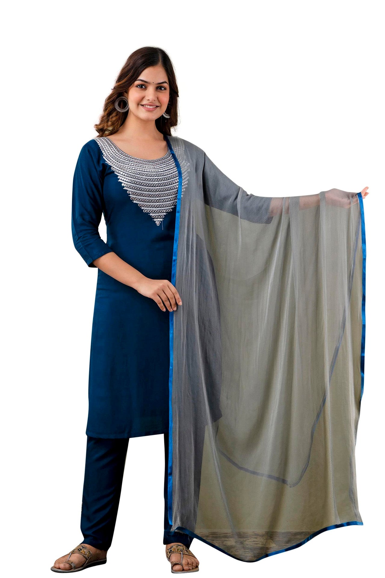 LookMark Womens Cotton Rayon Kurta and Pant Set with Dupatta