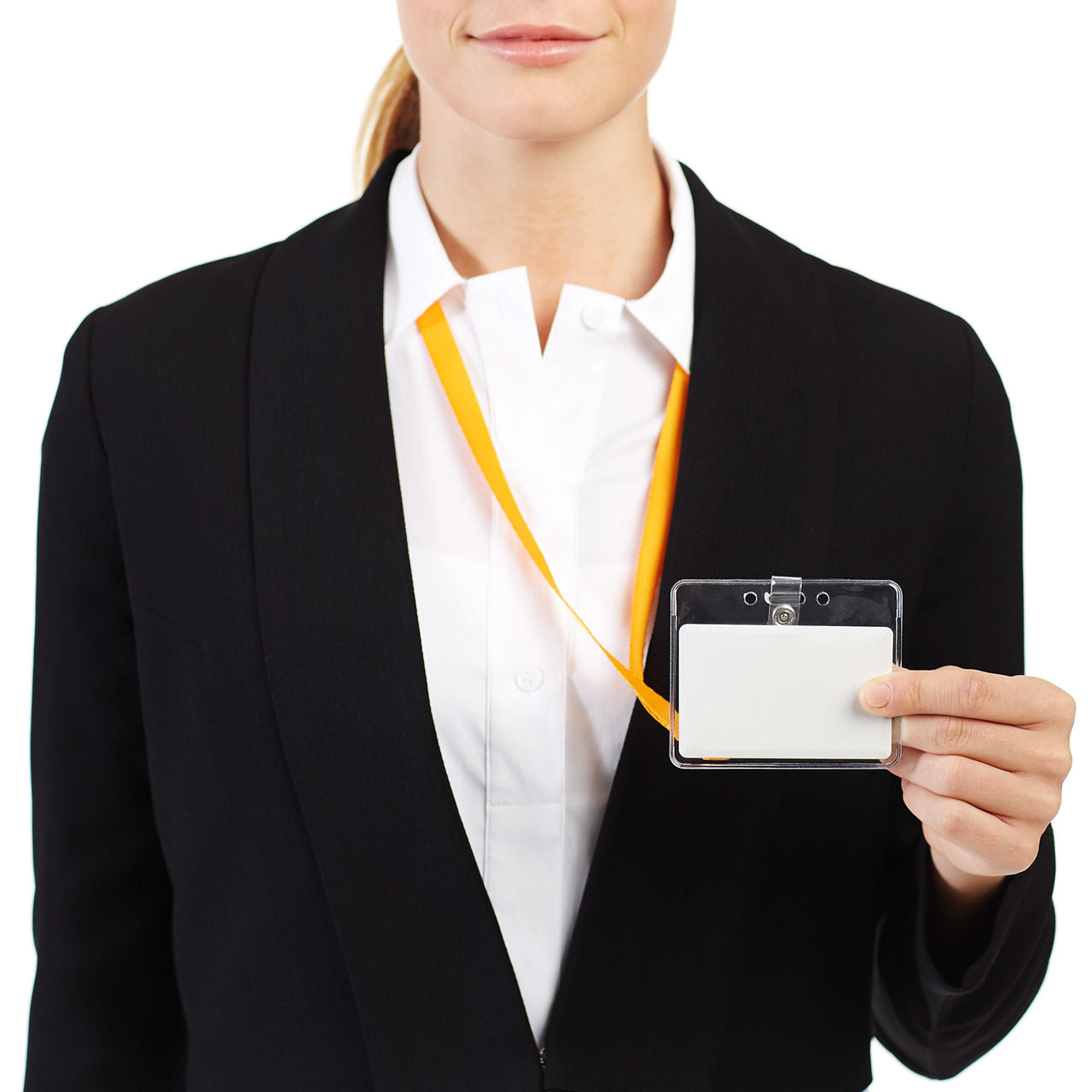 Basics Clear Name ID Badge Holder - Horizontal (Pack of 50) 50.0