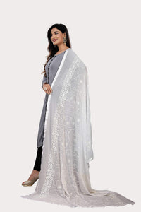 AKSHAR LLC Women's  Designer Pure Chiffon Dupatta with Pure Cotton Thread Embroidery Work