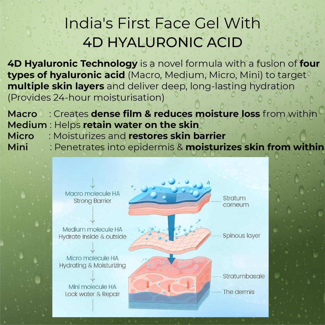 Raissa 4D Hyaluronic Acid Gel | 100% Pure Aloe Vera Gel 100g | Infused with 4D Hyaluronic Acid, Niacinamide & D-Panthenol | For Face, for Body & for Hair |