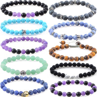 Massive Beads 80PCS 10MM Natural Crystal Beads Matte Mixed Stones Gemstone Round Loose Energy Healing Beads with Free Crystal Stretch Cord for Jewelry Making (Matte Mixed Stones, 10MM)