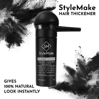 StyleMake Thickener Hair Fiber Black 28gm With Pump For Thin & Fine Hair Instantly Transform | Hair Thickening Fibre Spray For Men & Women | Hair Loss Concealer | (Black Fiber + Applicator)