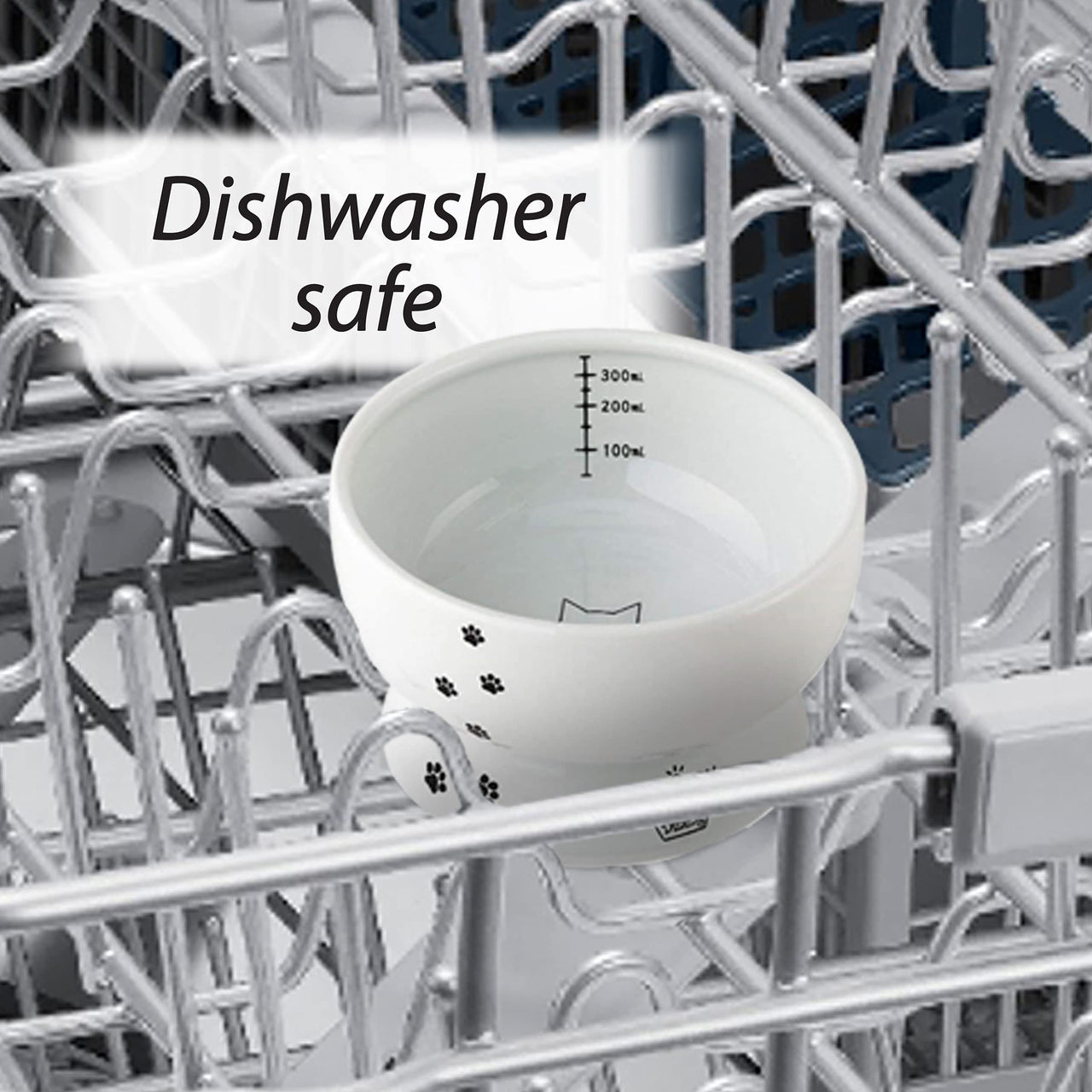 Necoichi Raised Cat Water Bowl, Elevated, with Measurement Lines, Dishwasher and Microwave Safe, No.1 Seller in Japan! (Cat, Regular)