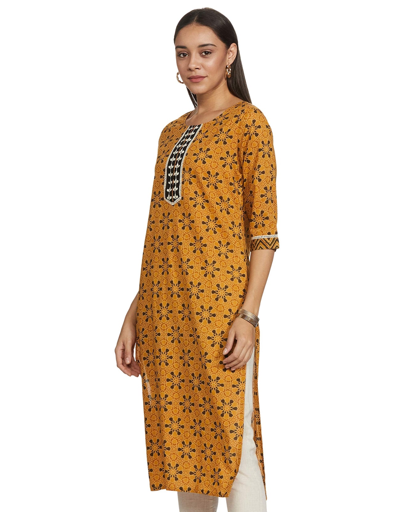 Jaipur Kurti Women's  Cotton Straight Kurta Green S