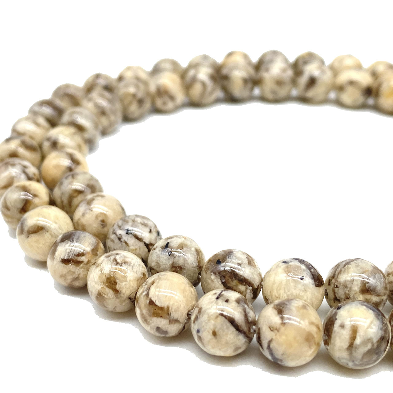 ABCGEMS Madagascan Zebradorite Feldspar Beads (AKA Graphic Feldspath) Healing Energy Crystal Stone Ideal for Bracelet Necklace Ring DIY Jewelry Making Craft Men Women Smooth Round 8mm Zebradorite Feldspar (From Madagascar)