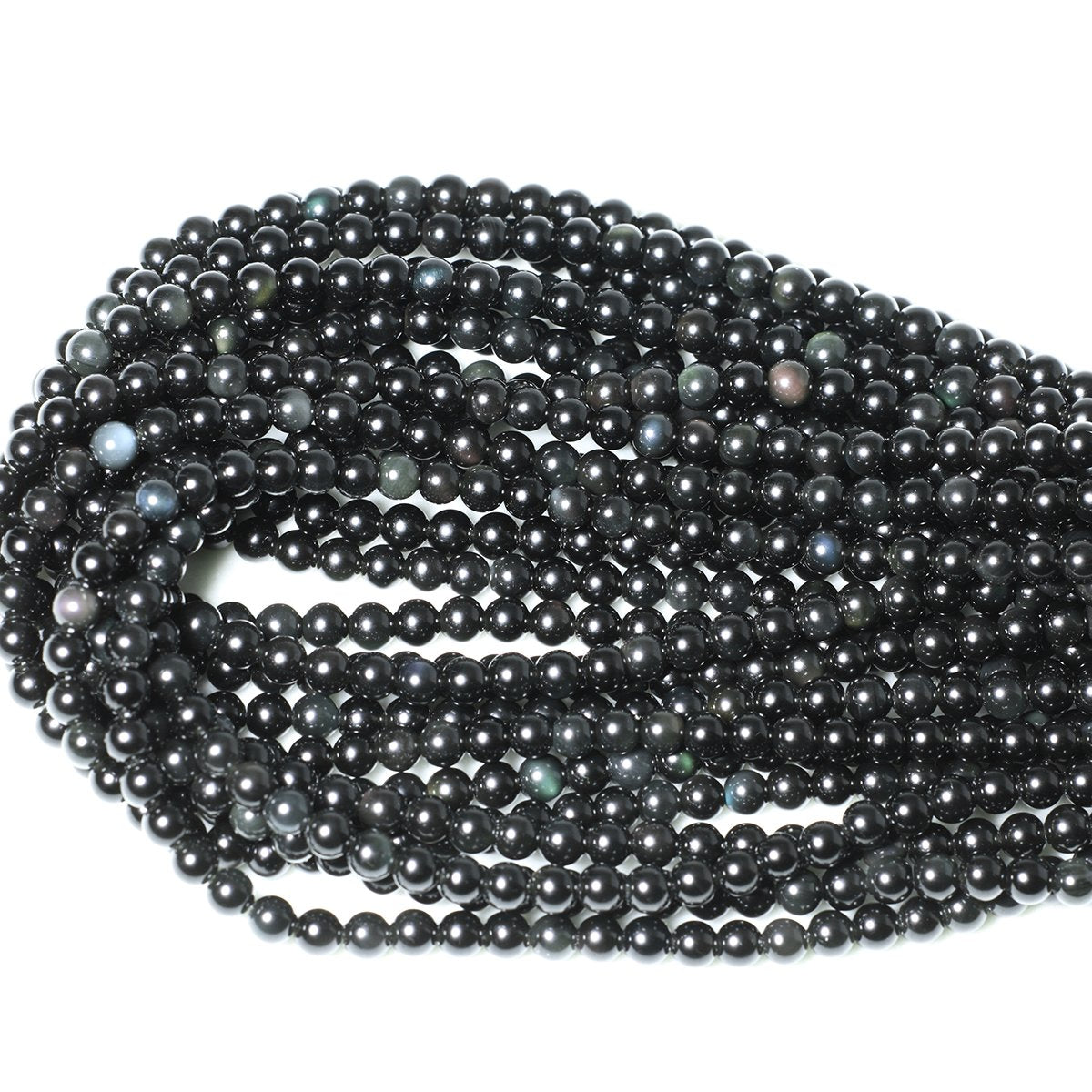 CHEAVIAN 60PCS 6mm Natural Black Obsidian Gemstone Round Loose Beads Crystal Energy Stone Healing Power for DIY Jewelry Making 1 Strand 15"