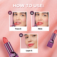 Hilary Rhoda Colour Gel Lipstick | Super Hydrating | Soft Formulation for Delicate Lips | Semi_Glossy Finish | PH Colour-Changing & Highly Pigmented Lipstick | 3.6g (Shade-3)