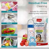 LuvLap Baby Liquid Cleanser Refill pack- 500ml, For cleaning feeding bottle, cutlery, toys, fruits & vegetables, Kills 99.9% Germs, pH Balanced Dermatologically tested formula, No harsh chemicals