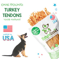 Nature Gnaws - Turkey Tendons for Dogs - Premium Natural Chew Treats - Delicious Reward Snack for Small Medium & Large Dogs - Made in The USA - 1 lb