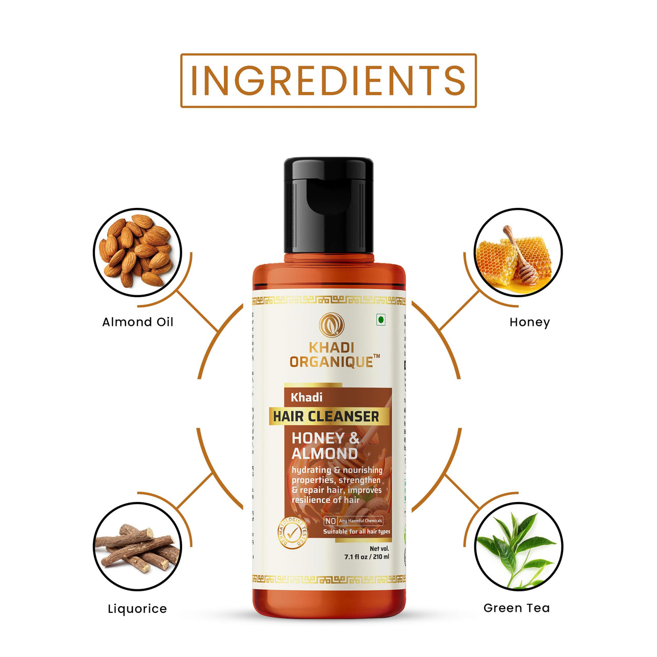 Khadi Organique Honey & Almond Hair Cleanser (Shampoo) Pack Of 1