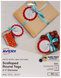 Avery Printable Blank Scallop Round Gift Tags with Sure Feed, 2.5