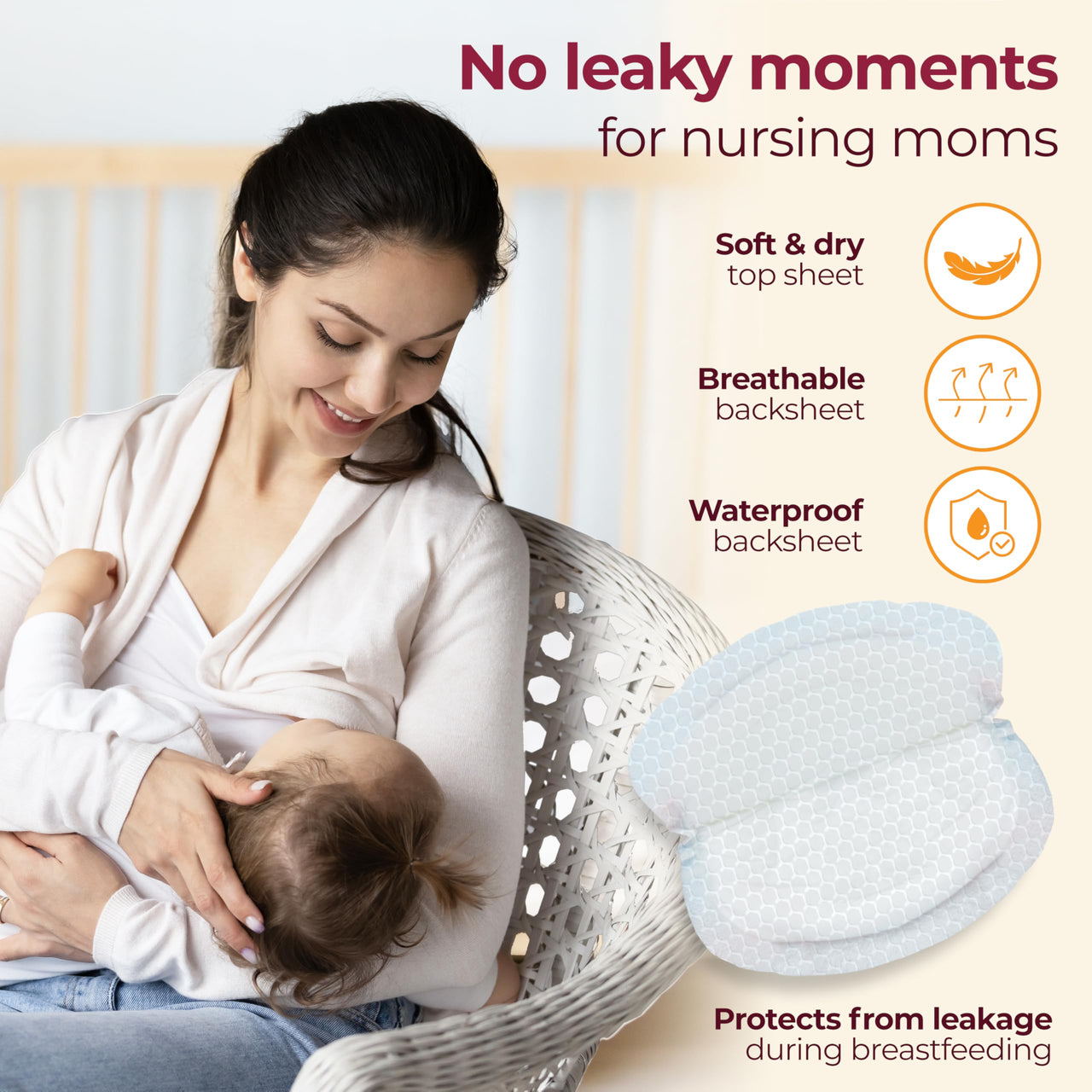 LuvLap Ultra Thin Honeycomb Nursing Breast Pads, 96pcs, Disposable, High Absorbent,Discreet Fit