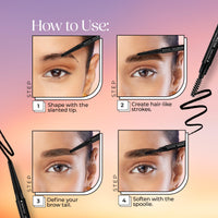 Hilary Rhoda Brow Artist Eyebrow Pencil | Dual-Ended & Natural Finish | Smudge-Proof & Long-Lasting Eyebrow Pencil | 0.3g (Black-Shade 01)