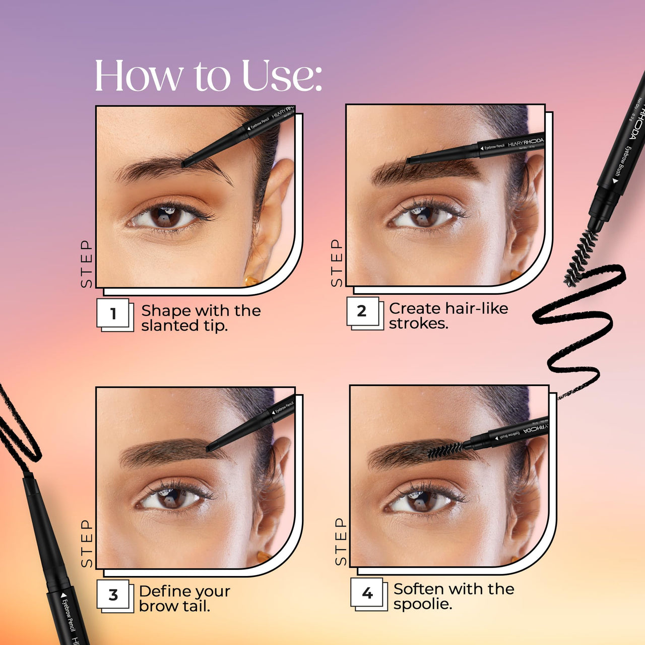 Hilary Rhoda Brow Artist Eyebrow Pencil | Dual-Ended & Natural Finish | Smudge-Proof & Long-Lasting Eyebrow Pencil | 0.3g (Coffee-Shade 02)