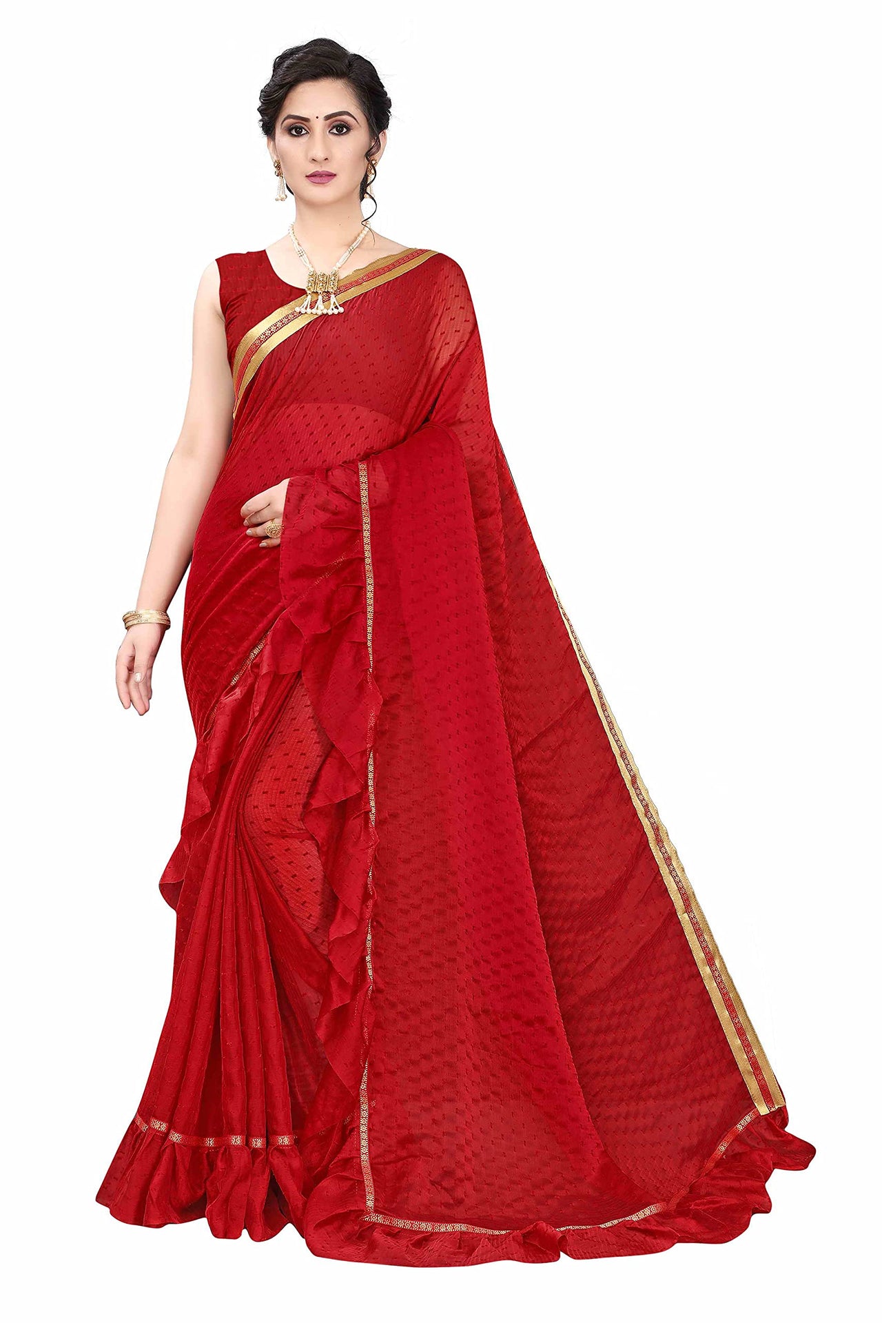 Anjaneya Sarees Women's  Georgette Saree With Blouse Piece