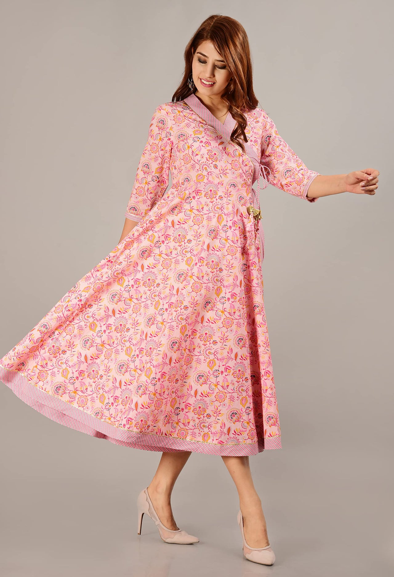 COTLAND Fashions Jaipuri Cotton Printed Angrakha/Angarkha/Front-Open Kurti for Women