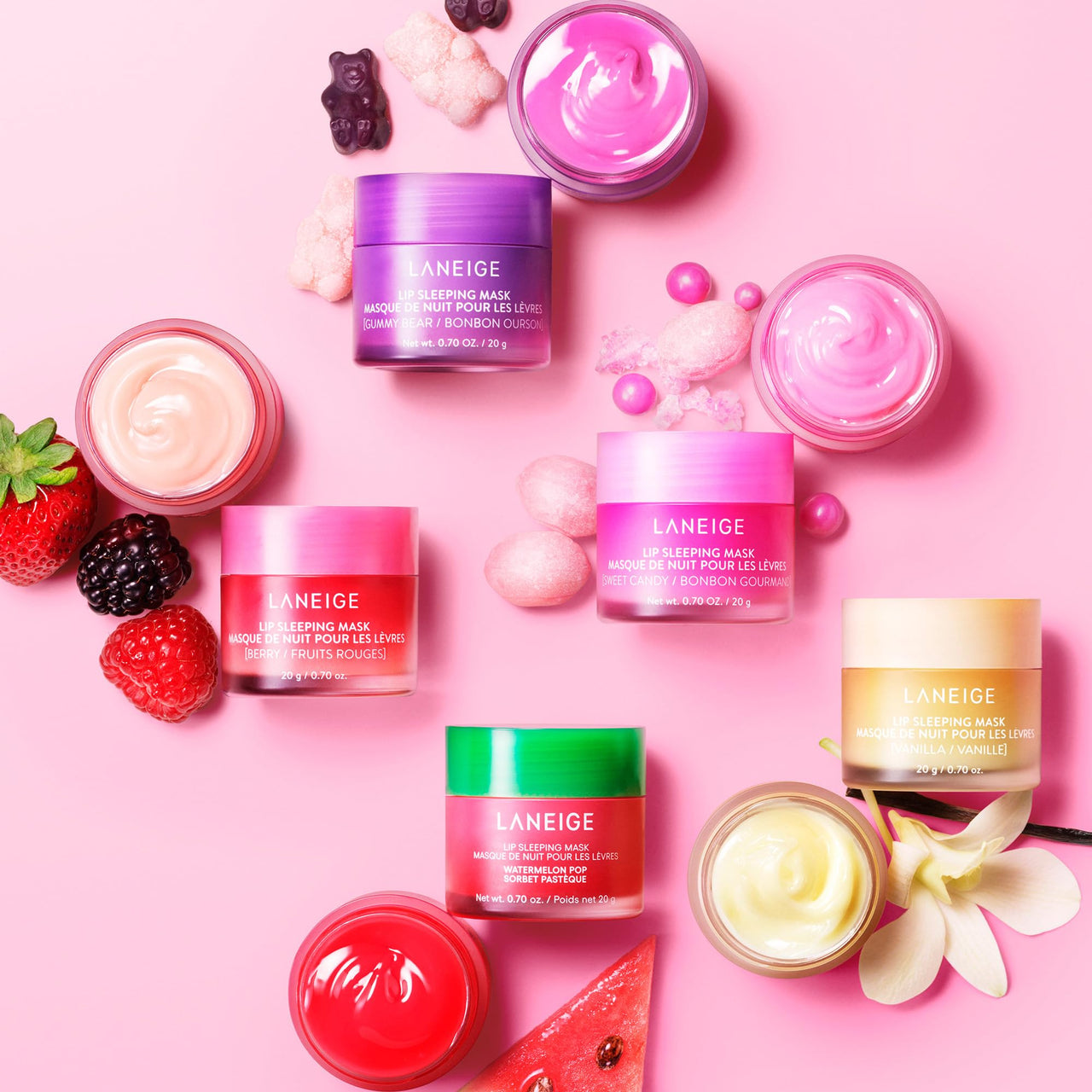 LANEIGE Lip Sleeping Mask | Moisturizing Lip Treatment with Vitamin C + Shea Butter for Soft Hydrated Lips | Overnight Repair | Lip Balm For Dry Chapped Lips| Lasting Hydration | WaterMelon |20Gm