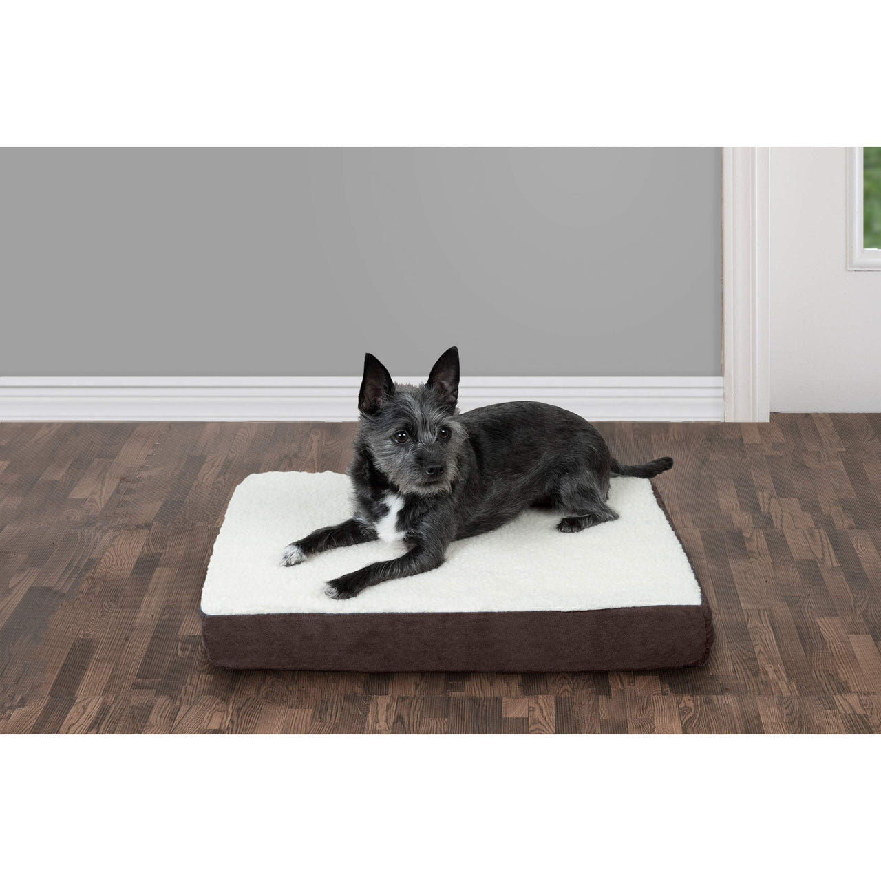 Furhaven Orthopedic Dog Bed for Small Dogs w/ Removable Washable Cover, For Dogs Up to 20 lbs - Sherpa & Suede Mattress - Espresso, Small