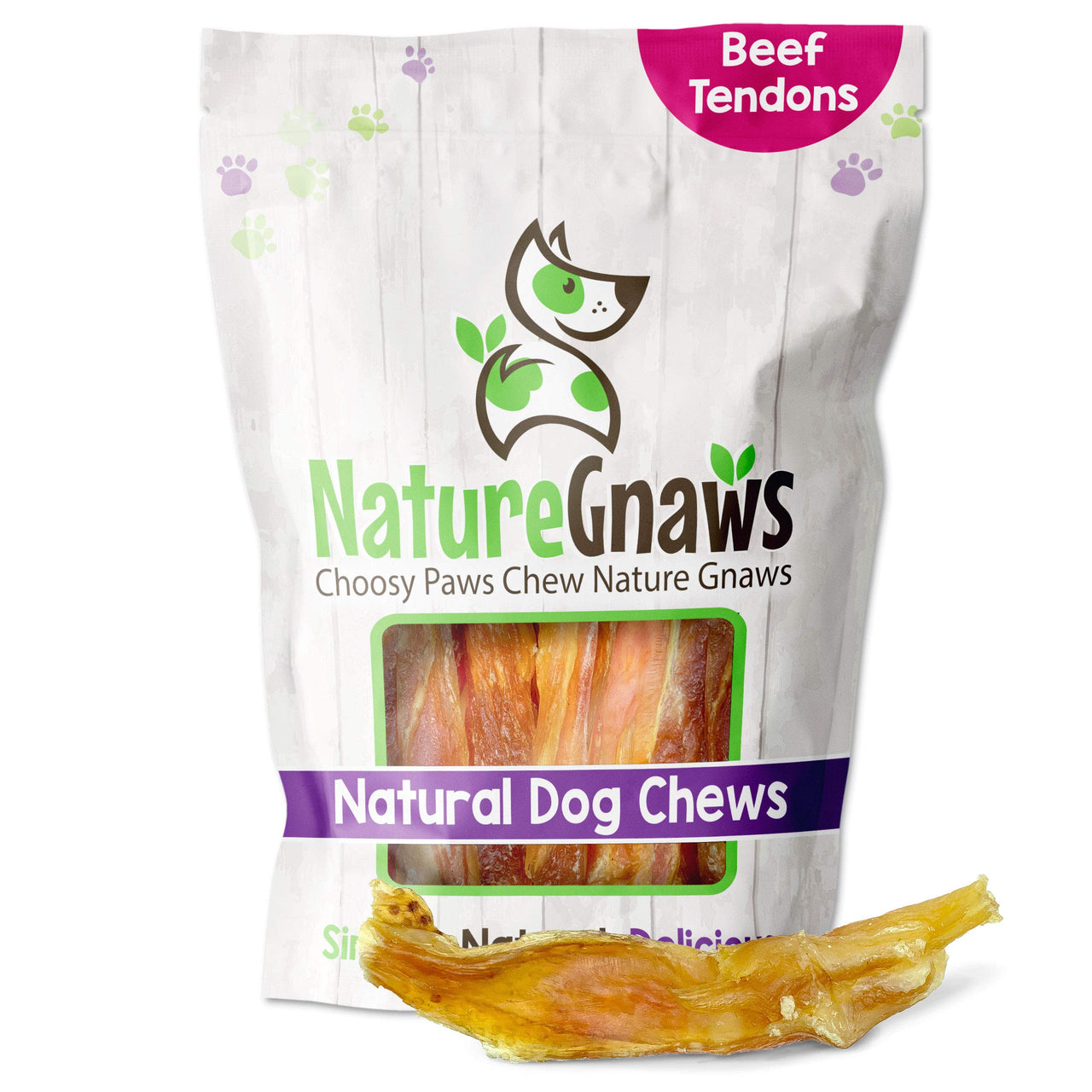 Nature Gnaws Mixed Beef Tendons & Paddywack for Dogs - Premium Natural Beef Dental Bones - Long Lasting Tasty Dog Chew Treats - Puppy Training Reward 8 Ounce (Pack of 1)