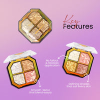 Seven Seas Moon Face Shimmery Highlighter & Eyeshadow Palette | Highly blend-able | Highlighter Palette For Women (Multicolor 03, 12g)