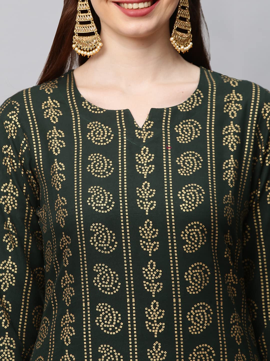 GoSriKi Women's  Cotton Blend Printed Straight Kurta