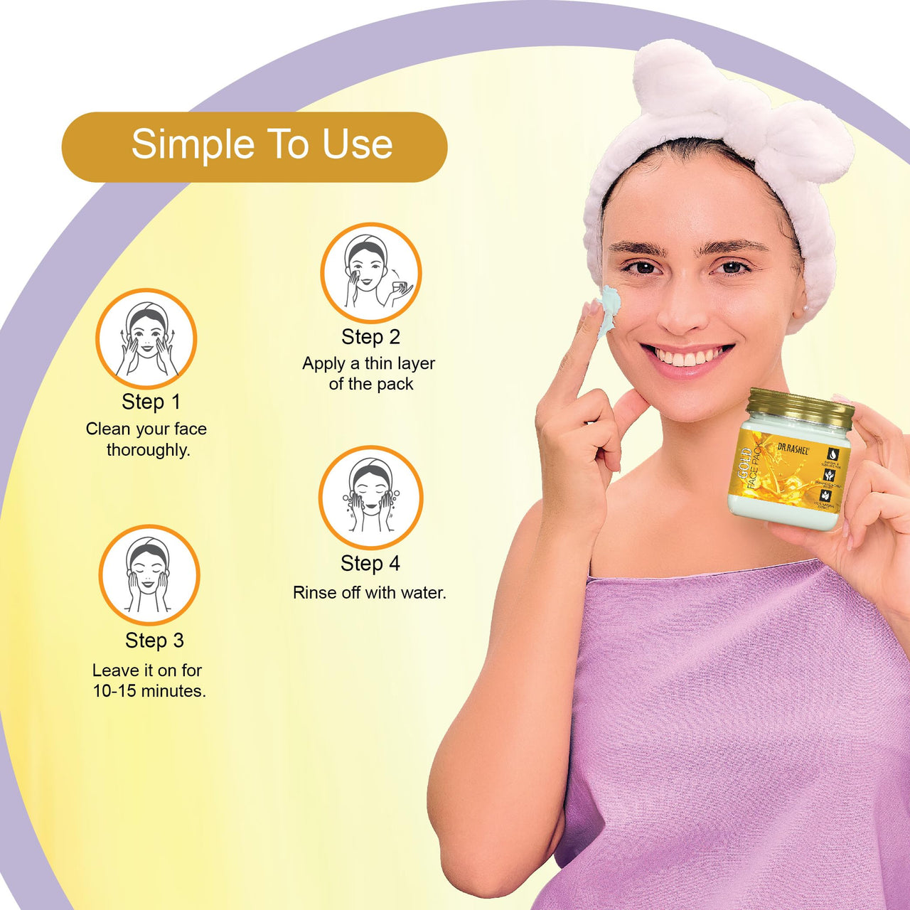 DR.RASHEL Gold Face Pack for Glowing Skin, Oil Control, Acne, Pimples, Detan, Blemishes, Pigmentation & Brightening, Face Cleansing For Face & Body (380 Ml)