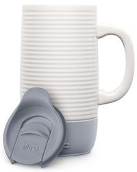 Ello Jane 18oz Ceramic Travel Mug with Handle, Splash-Resistant Slider Lid and Built-in Coaster, Perfect for Coffee and Tea, BPA Free, Dishwasher Safe, Holiday Gift Her Him, Gray