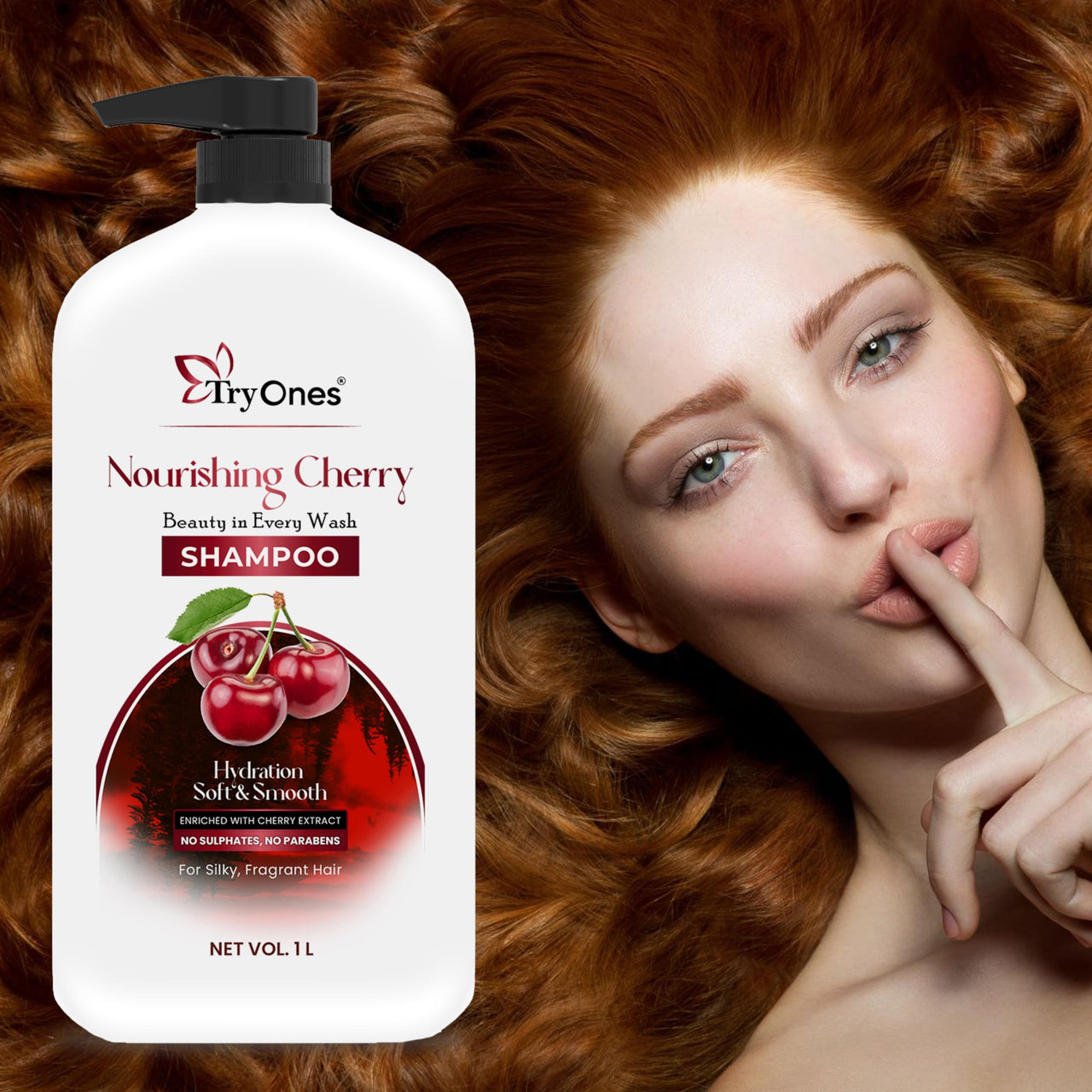 TryOnes Nourishing Cherry Shampoo Hydration Soft & Smooth I Strong & Shiny Hair | Shampoo for Women and Men_1000 ML
