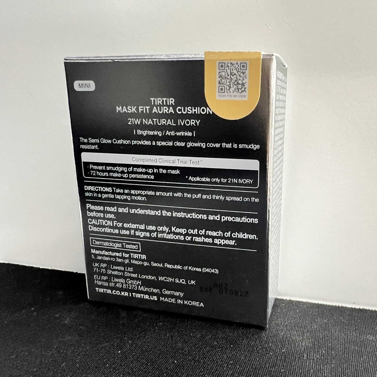 TIRTIR Mask Fit Aura Cushion Foundation, Full coverage, Skin fit, Satin Glow Finish, Korean Cushion Foundation #21W NATURAL IVORY, 4.5g