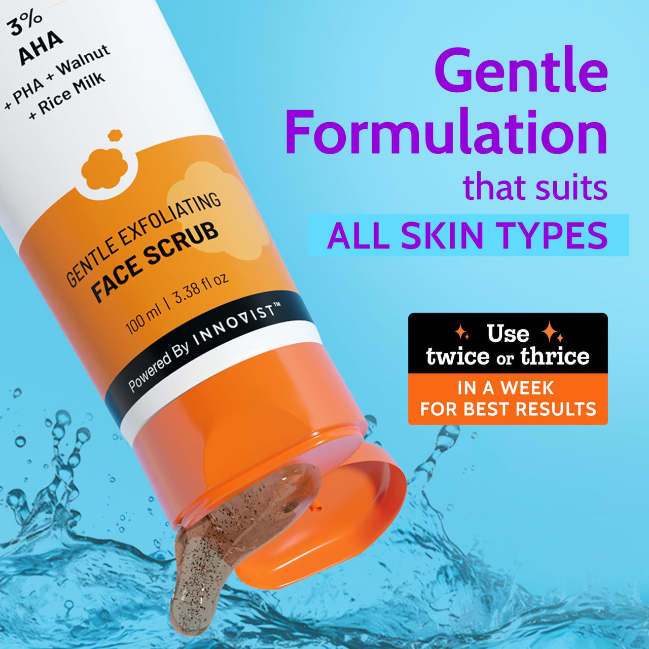 Chemist At Play Gentle Exfoliating Face Scrub with Mandelic Acid & Walnuts | Removes Tan, Dead Skin & Blackheads | Face Wash | Detans | Gives Instant Glow | Face Scrub for Women & Men | 100ml