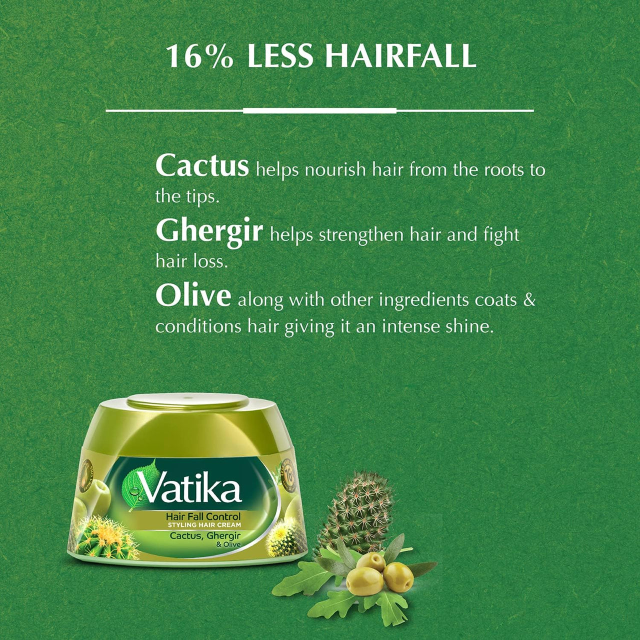 DABUR Vatika Naturals Hair Fall Control Styling Hair Cream Olive Cactus Heena, 140ml