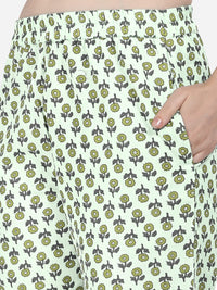 MIRCHI FASHION Women's  Cotton Bagru Printed A-Line Kurta Set with Plazzo Pant L Grey, Pink