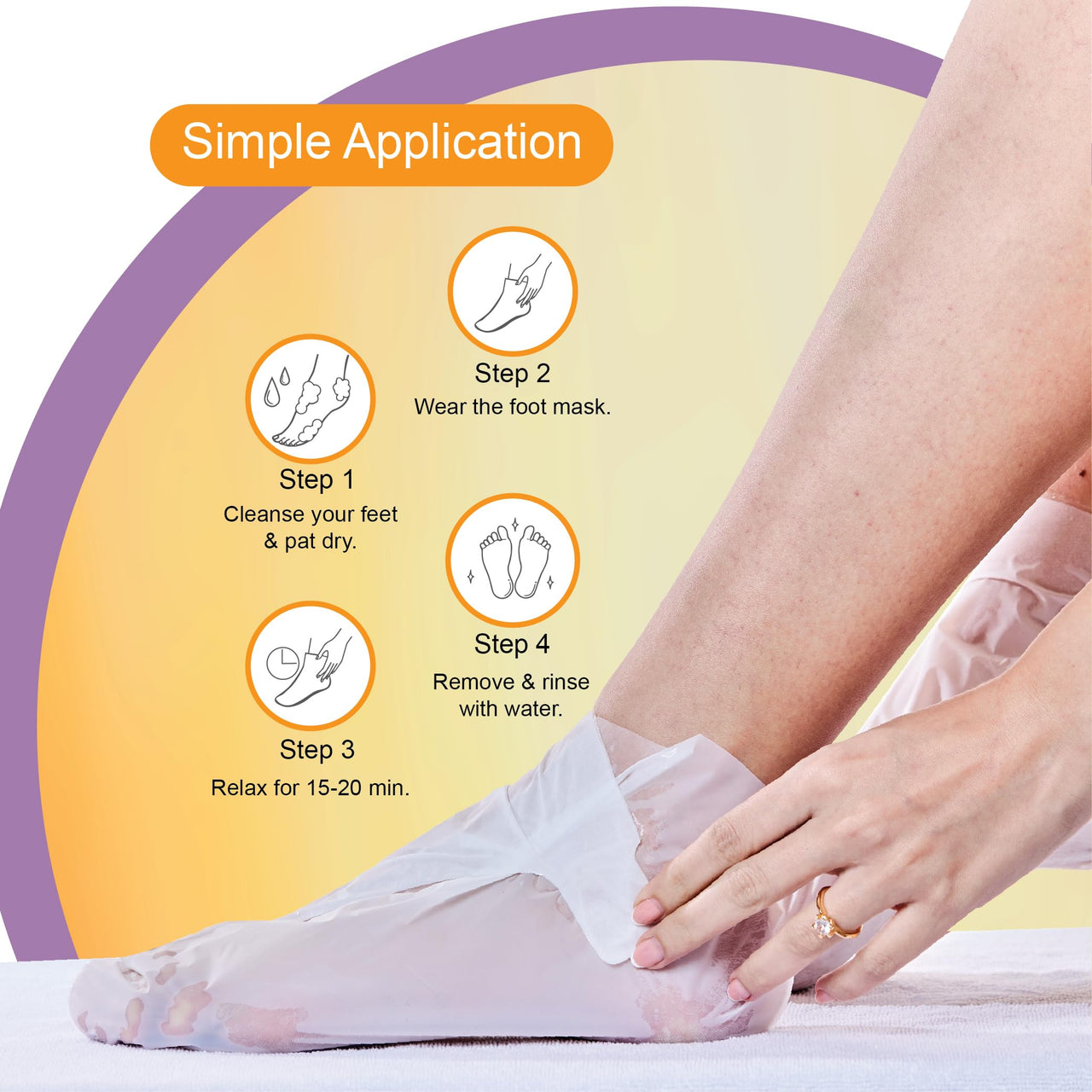 Dr.Rashel Vitamin C Peeling Mask for Cracked Feet | Dead Skin Remover | Heel Peel Pedicure | At Home Foot Care | Lavender | Exfoliant Foot Crack Mask with Moisturising Agents