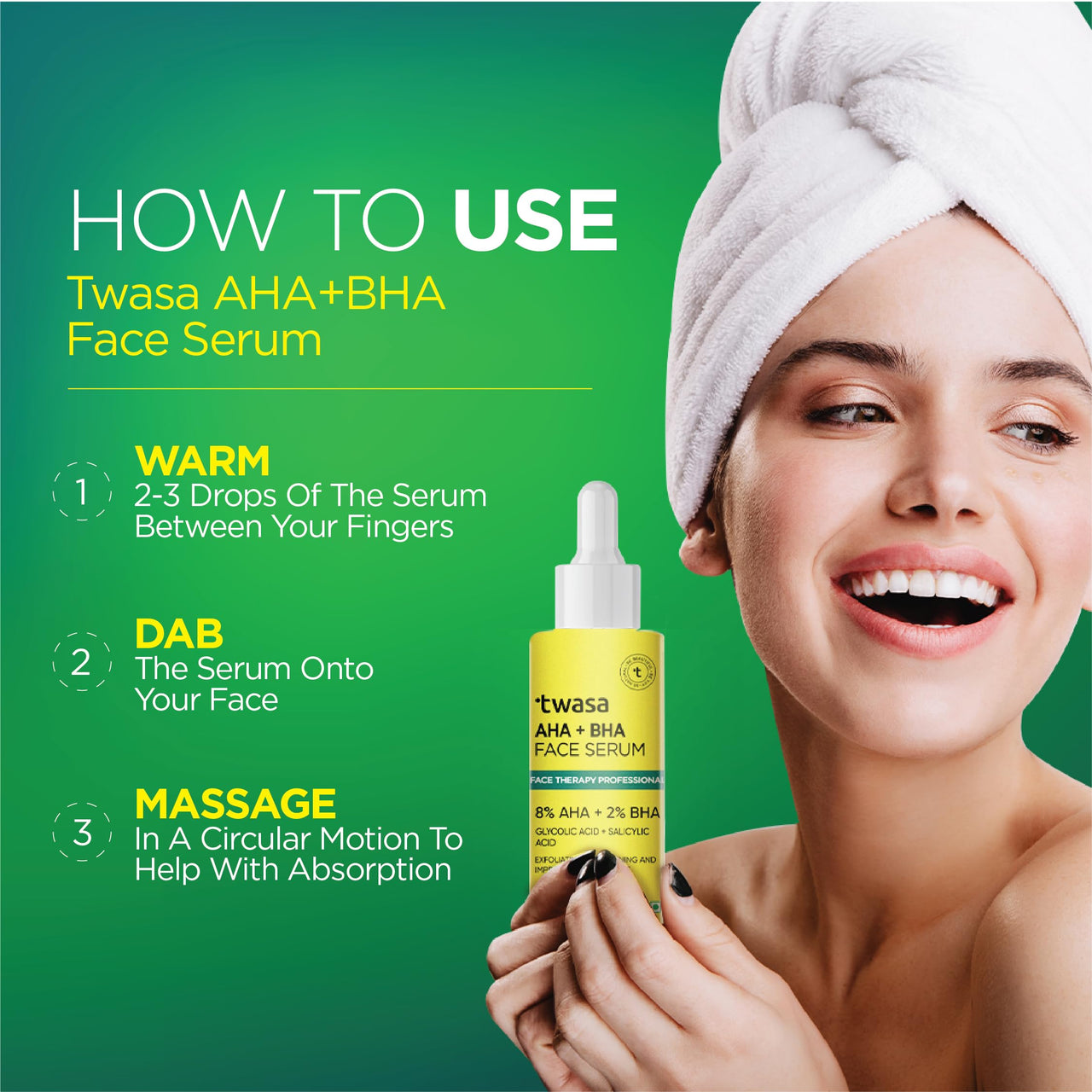 Twasa 8% AHA + 2% BHA Exfoliating Face Serum For Reduces Excess Oil, Fights Acne | Skin Renewal, Improved Skin Texture, Brightening & Even Skin Tone, Men & Women | 30ml