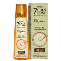Emami 7 Oils In One Organics RICE OIL Hair Repair& No Frizz| Nourishing & Hydrating| Ultra-Light & Non-Sticky | Certified Organic | Free From Parabens, Sulphates & Harmful Chemicals |For Soft, Shiny Hair - 200ml