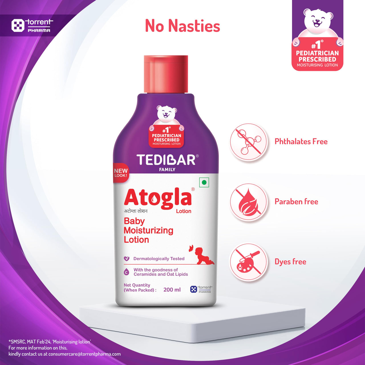 Atogla Baby Lotion 200ml from Tedibar Family | No. 1* Pediatrician prescribed Moisturising Lotion- By Torrent Pharma