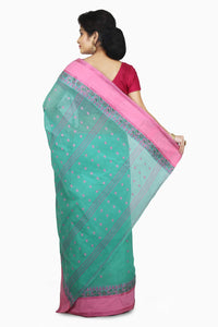 WoodenTant Women's  Handloom Cotton Tant Saree with Buti Work without blouse piece