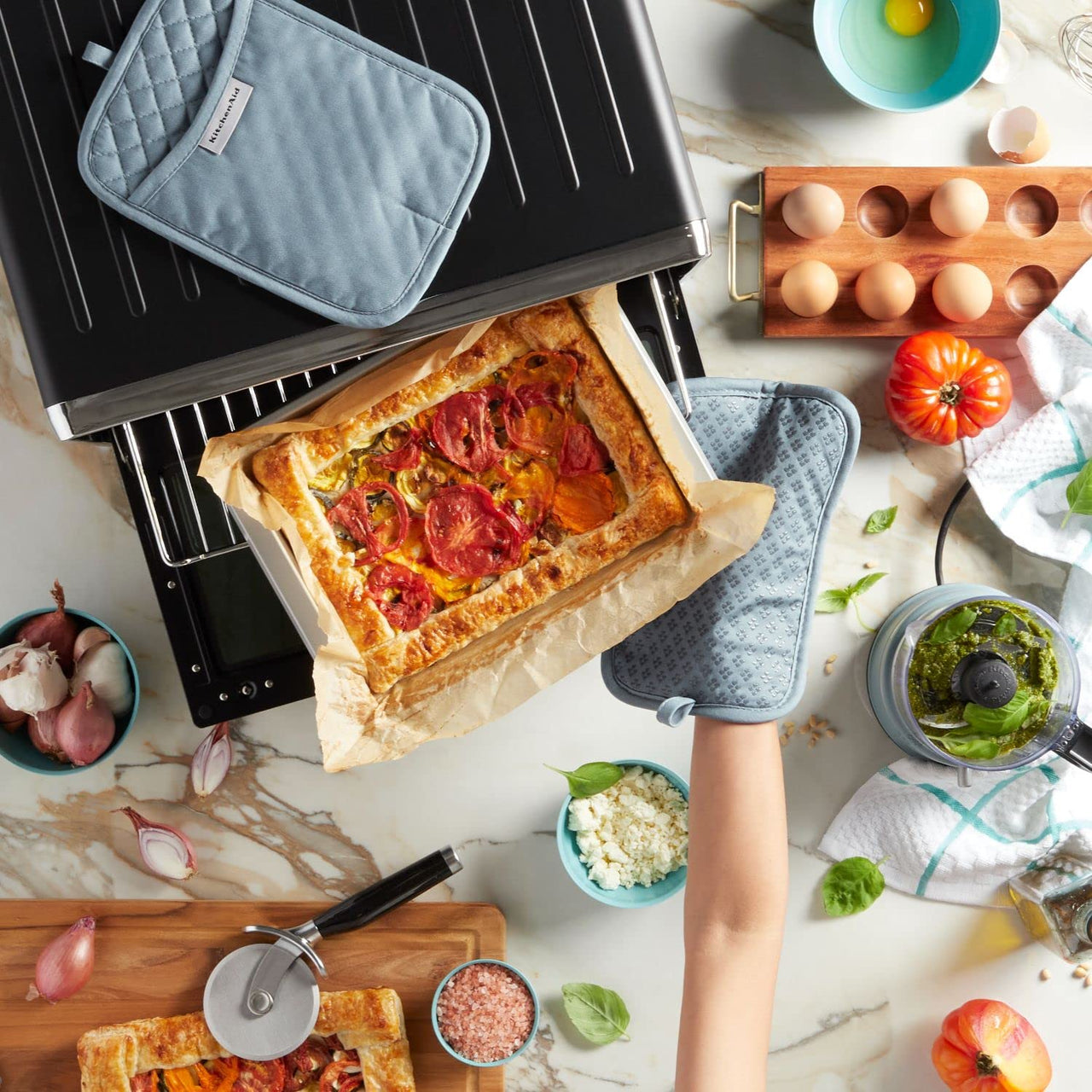 KitchenAid Asteroid Pot Holder 2-Pack Set, Fog Blue, 7"x10" 7"x10"