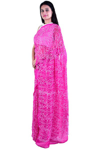 Lavangi Women's  Lucknow Chikankari Tepchi Work Georgette Saree