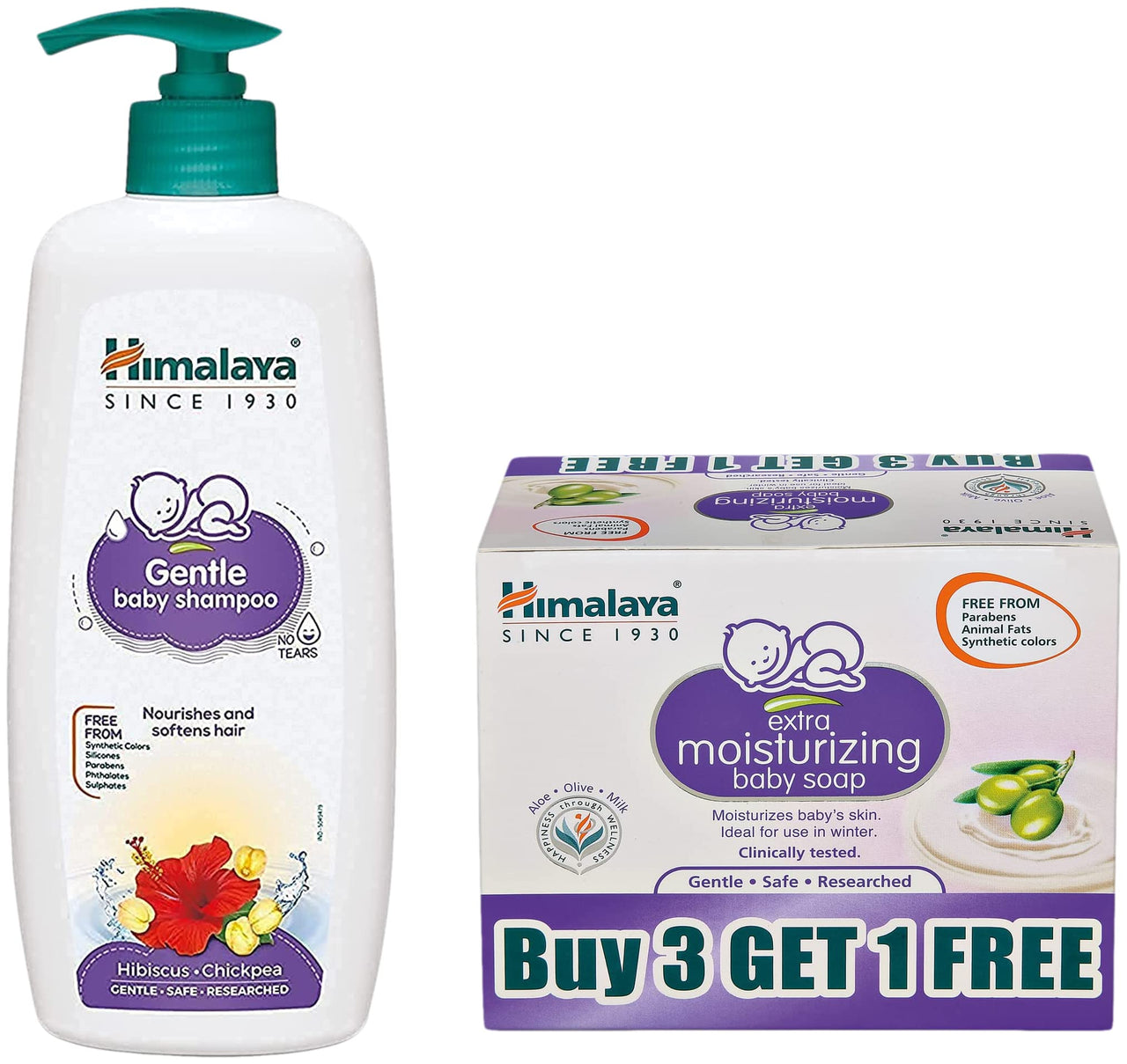 Himalaya Baby Shampoo (400 Ml) & Himalaya Extra Moisturizing Baby Soap (75G, Free)