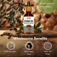 Organix Mantra Jojoba Body Oil for Hair Growth, Moisturizing Skin, Makeup Primer & Nails | 100% Pure, Natural & Cold Pressed Oil, 30ML
